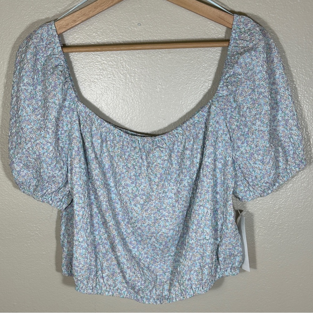 NEW Sophie Rue‎ Blue Floral Puff Sleeve Blouse